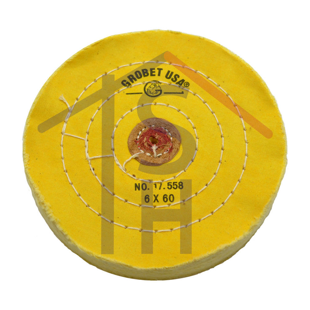 Yellow Chemkote Buff - 6" x 60 Ply - Leather Center