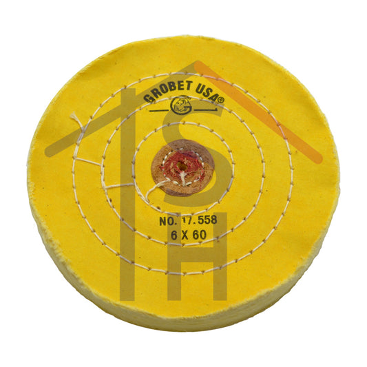 Yellow Chemkote Buff - 6" x 60 Ply - Leather Center