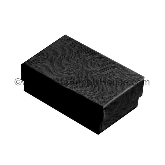 BLACK SWIRL TEXTURE Paper Cotton Filled Boxes, 2 5/8" x 1 1/2" x 1"H