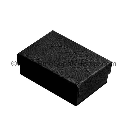 BLACK SWIRL TEXTURE Paper Cotton Filled Boxes, 3 1/4"W x 2 1/4"D x 1"H