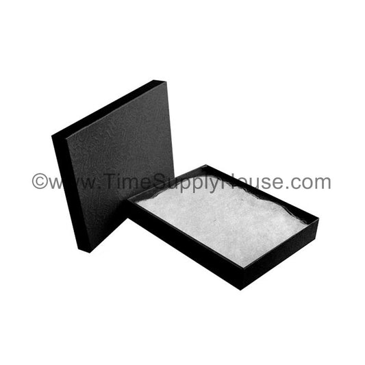 BLACK SWIRL TEXTURE Paper Cotton Filled Boxes, 6 1/8"W x 5 1/8"D x 1 1/8"H