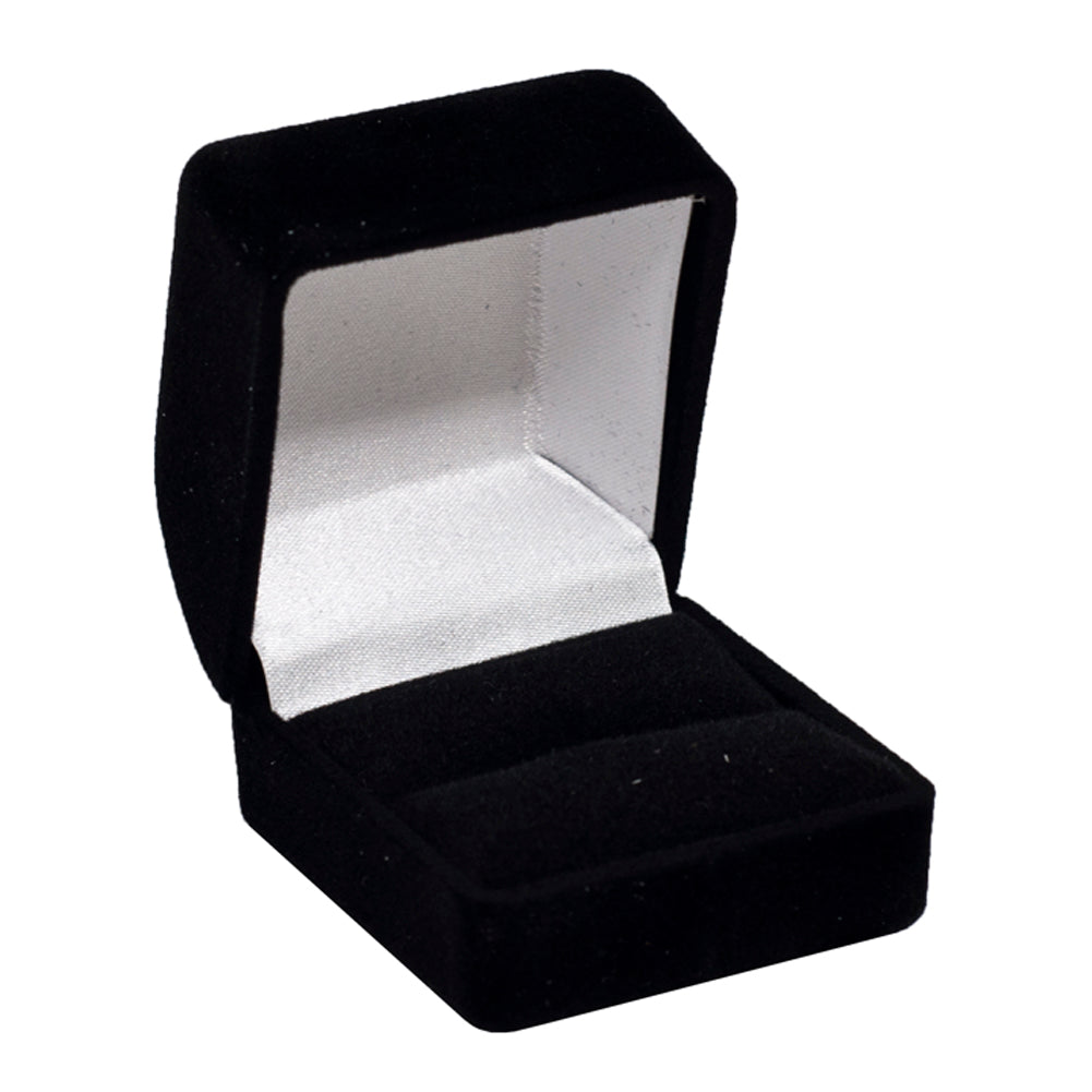 Black Soft Flocked Velour Ring Box - FQ3R