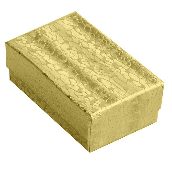 GOLD TEXTURE Paper Cotton Filled Boxes, 2 5/8"W x 1 1/2"D x 1"H