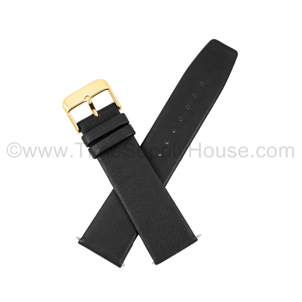 LB1 Black Smooth Calf Skin w/Gold Buckle 18mm-22mm