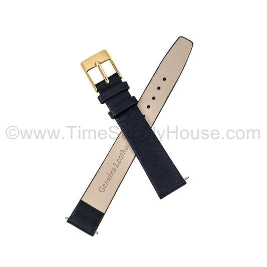 LB1 Black Smooth Calf Skin w/Gold Buckle 12mm-16mm