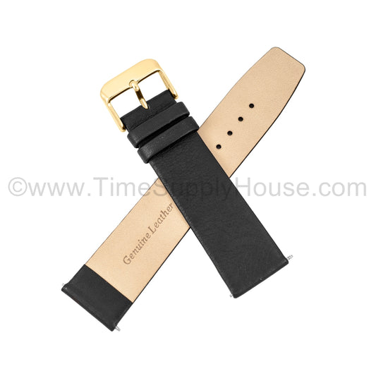 LB1 Black Smooth Calf Skin w/Gold Buckle 18mm-22mm