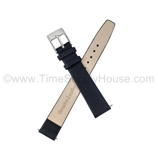 LB1 Black Smooth Calf Skin w/Silver Buckle 12mm-16mm