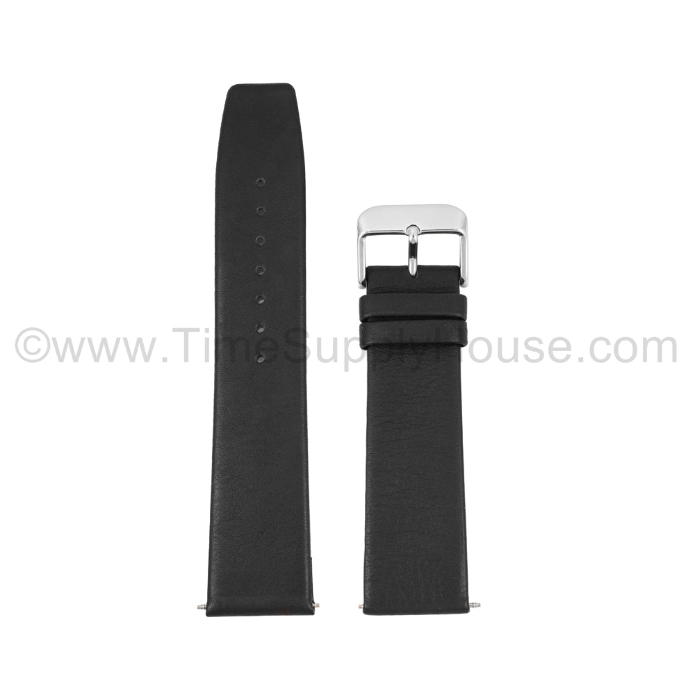 LB1 Black Smooth Calfskin w/Silver Buckle 18mm 22mm