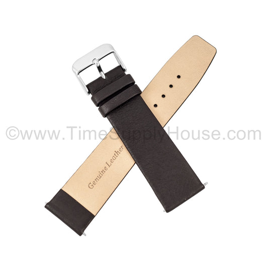LB1 Brown Smooth Calfskin w/Silver Buckle 18mm-22mm