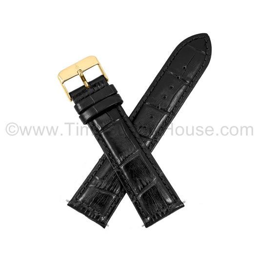 LB2 Black Alligator w/Gold Buckle 18mm-22mm