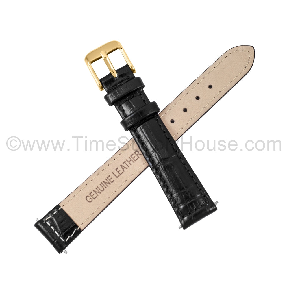 LB2 Black Alligator w/Gold Buckle 12mm-16mm