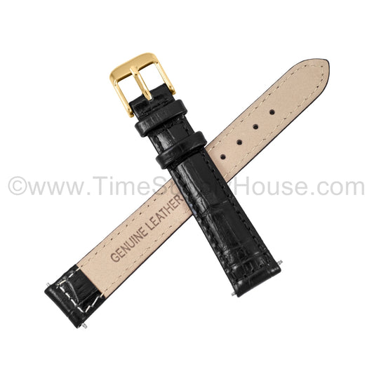 LB2 Black Alligator w/Gold Buckle 12mm-16mm