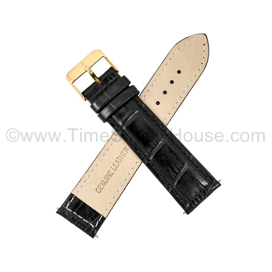 LB2 Black Alligator w/Gold Buckle 18mm-22mm