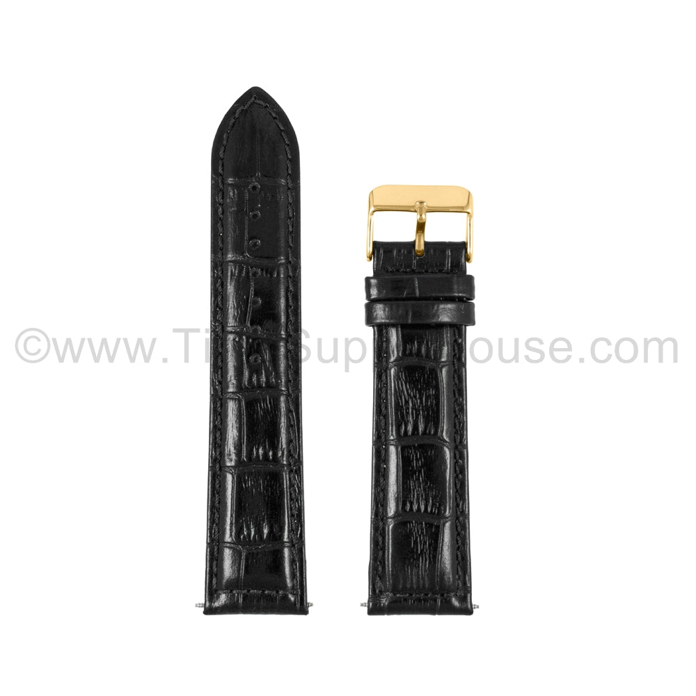 LB2 Black Alligator w/Gold Buckle 18mm-22mm