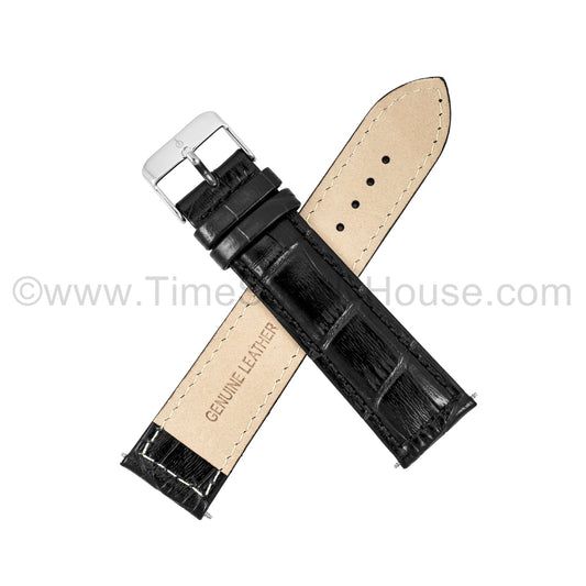 LB2 Black Alligator w/Silver Buckle 18mm-22mm