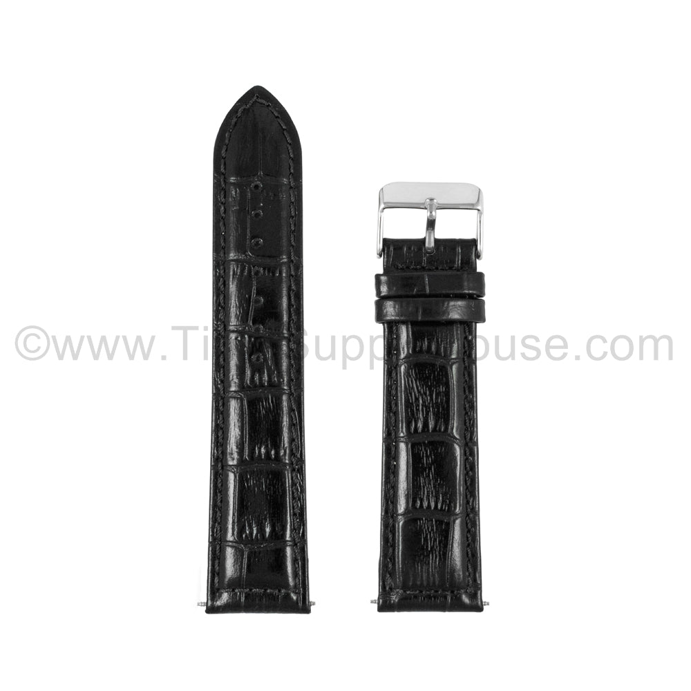 LB2 Black Alligator w/Silver Buckle 18mm-22mm