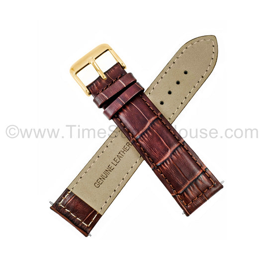 LB2 Brown Alligator w/Gold Buckle 18mm-22mm