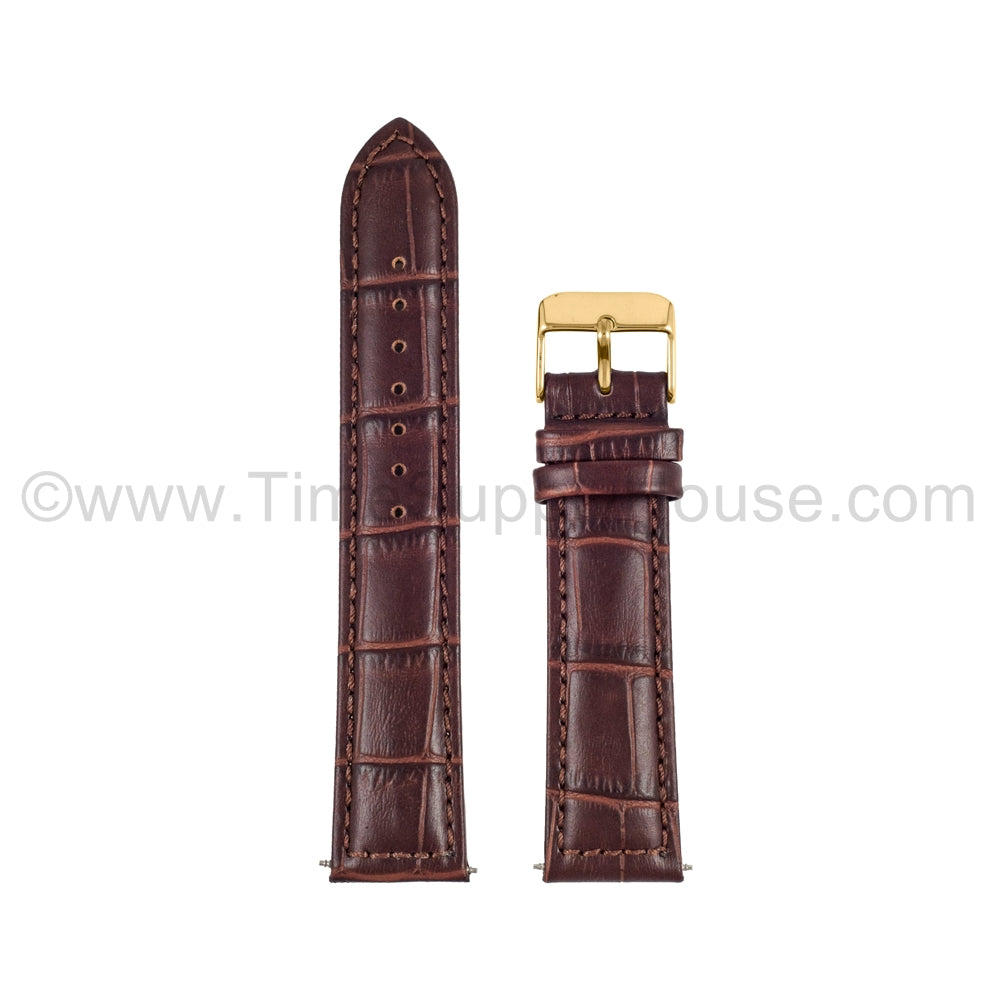 LB2 Brown Alligator w/Gold Buckle 18mm-22mm