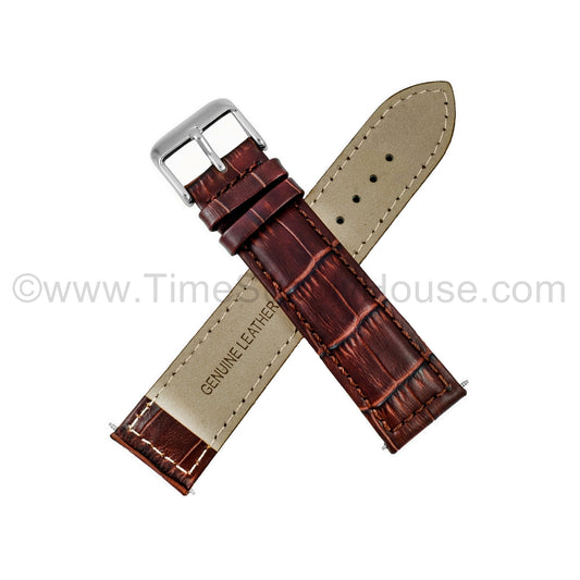 LB2 Brown Alligator w/Silver Buckle 18mm-22mm