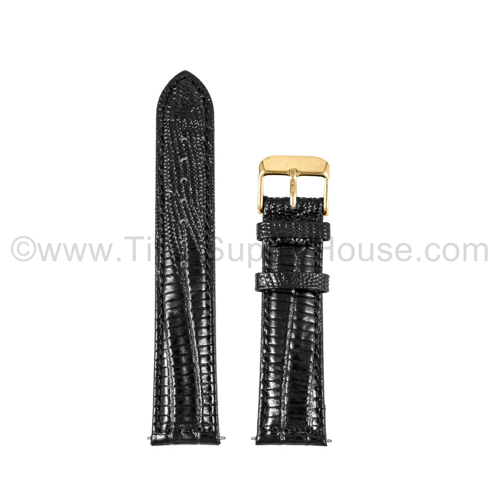 LB3 Black Lizard w/Gold Buckle 18mm-22mm