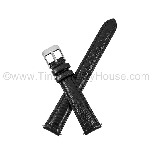 LB3 Black Lizard w/Silver Buckle 12mm-16mm