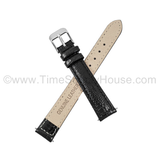 LB3 Black Lizard w/Silver Buckle 12mm-16mm