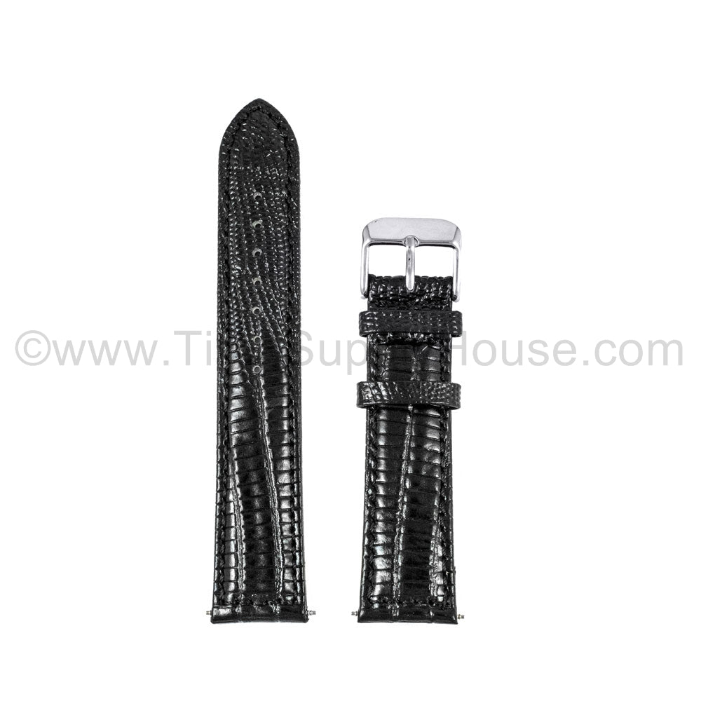 LB3 Black Lizard w/Silver Buckle 18mm-22mm