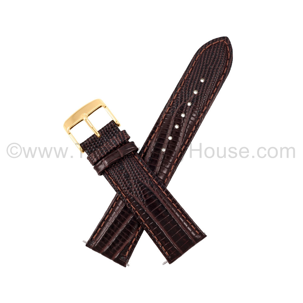 LB3 Brown Lizard w/Gold Buckle 18mm-22mm