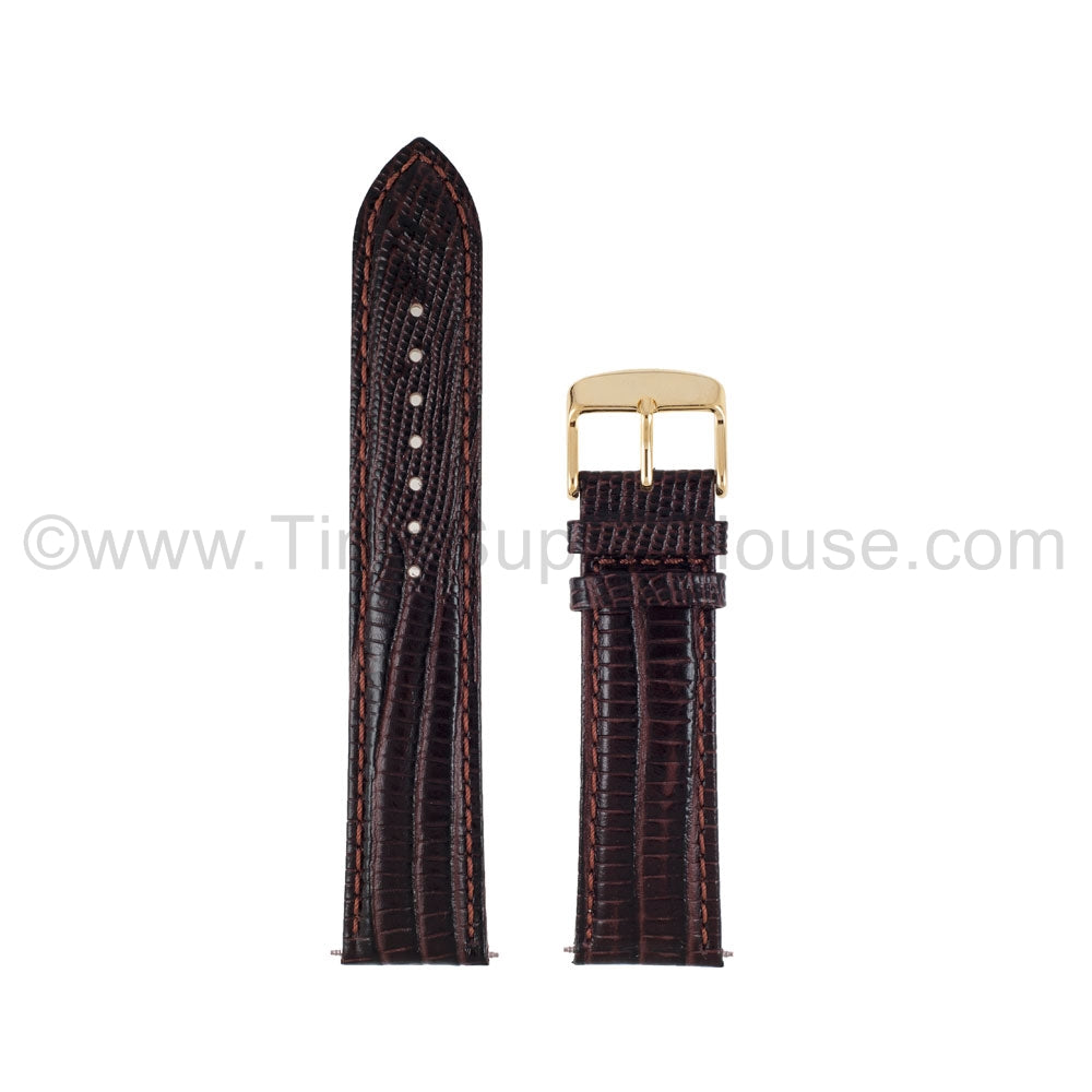 LB3 Brown Lizard w/Gold Buckle 18mm-22mm