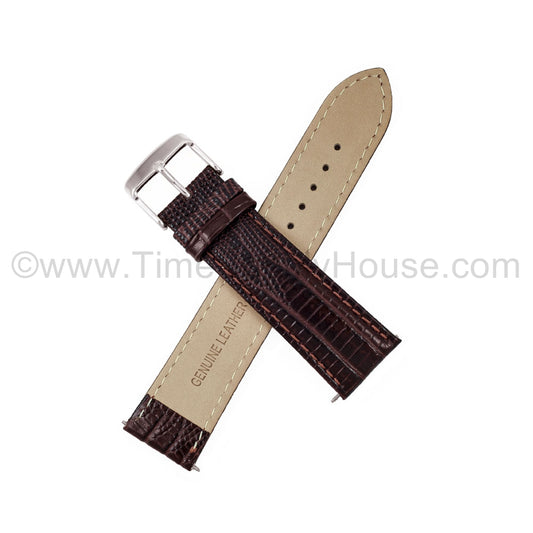 LB3 Brown Lizard w/Silver Buckle 18mm-22mm
