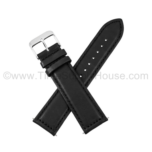 LB7 calf Stitch BLACK SILVER BUCKLE 18mm-22mm