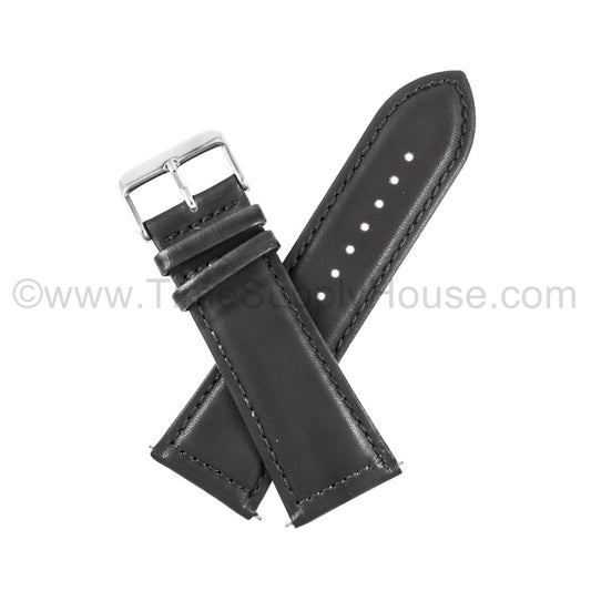 LB7 calf Stitch BLACK SILVER BUCKLE 28mm