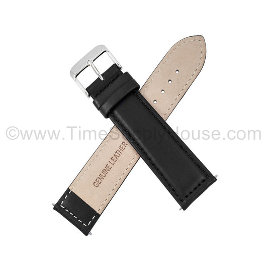 LB7 calf Stitch BLACK SILVER BUCKLE 18mm-22mm