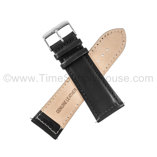 LB7 calf Stitch BLACK SILVER BUCKLE 28mm