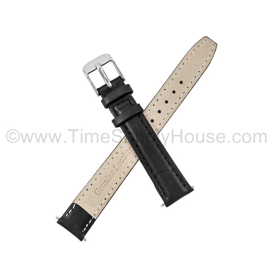 LB7 calf Stitch BLACK SILVER BUCKLE 12mm-18mm