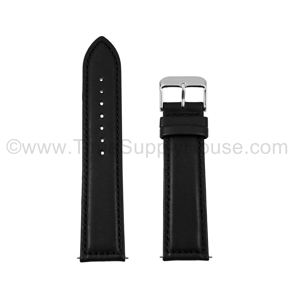 LB7 calf Stitch BLACK SILVER BUCKLE 18mm-22mm