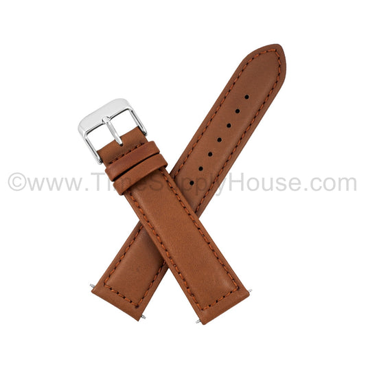 LB7 calf Stitch BROWN SILVER BUCKLE 18mm-22mm