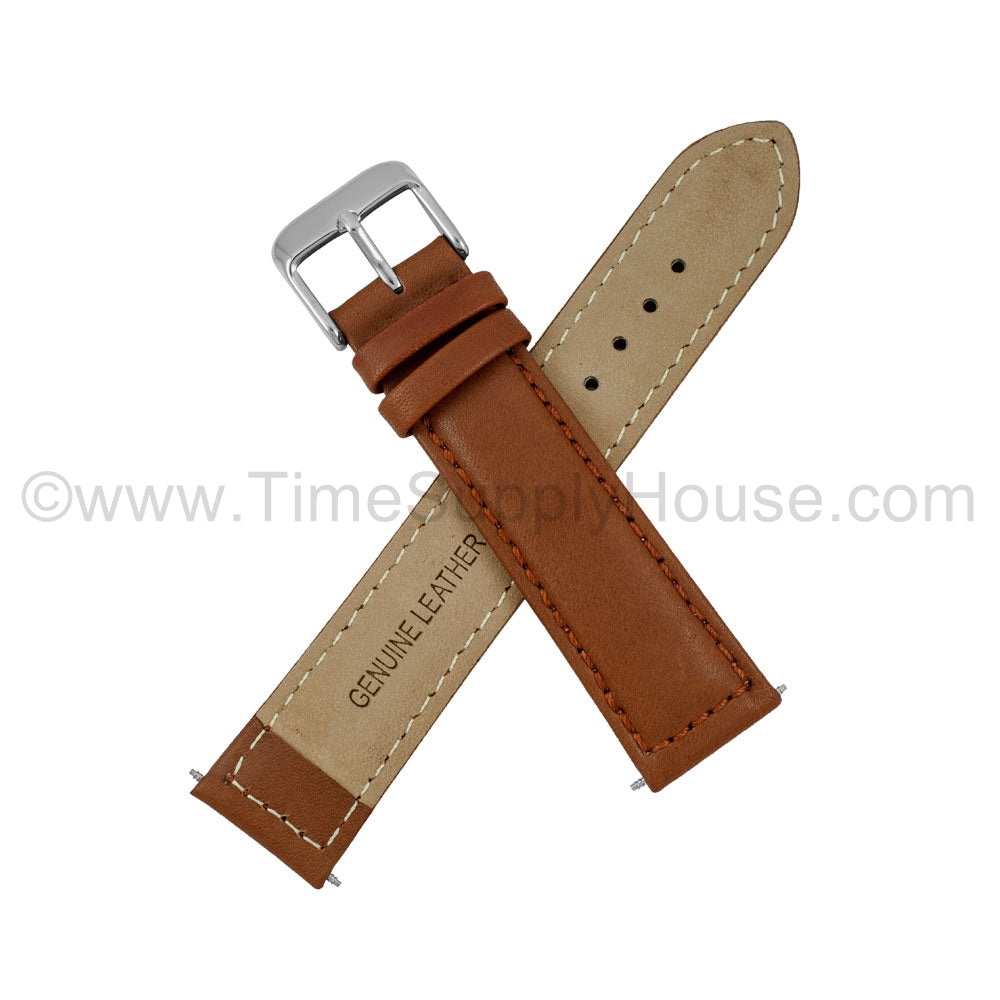 LB7 calf Stitch BROWN SILVER BUCKLE 18mm-22mm