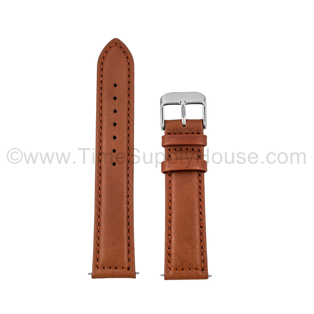 LB7 calf Stitch BROWN SILVER BUCKLE 18mm-22mm