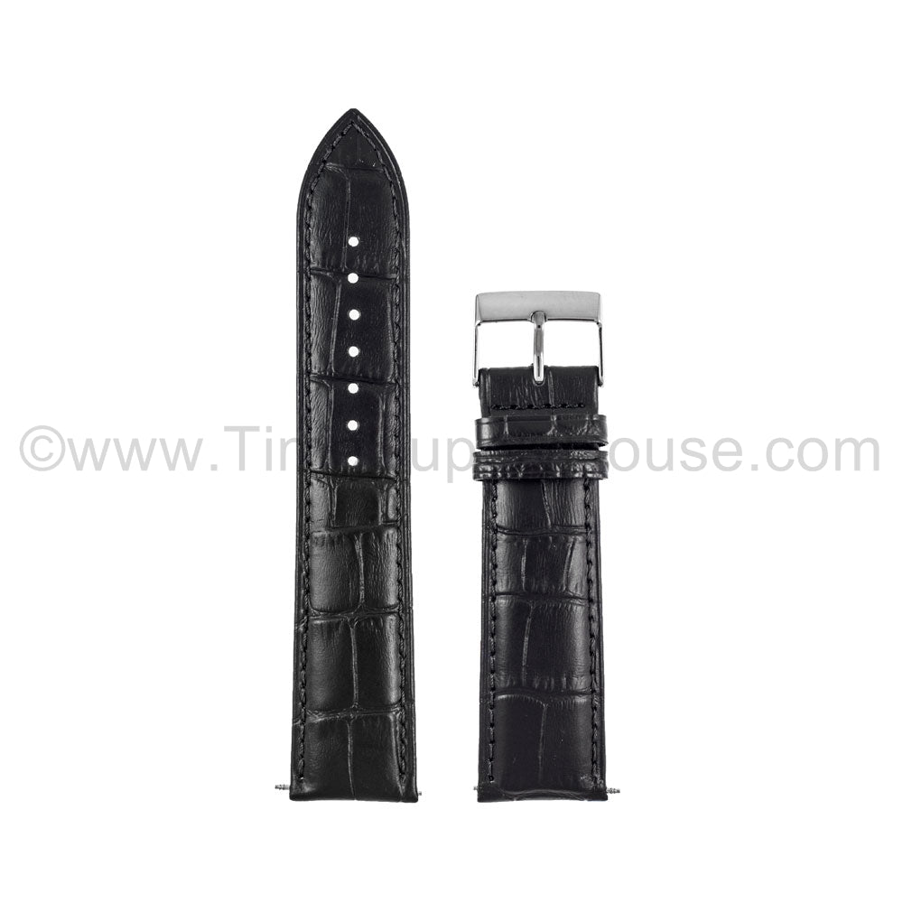 LB8 Black Quality Alligator w/Silver Buckle 18mm-22mm