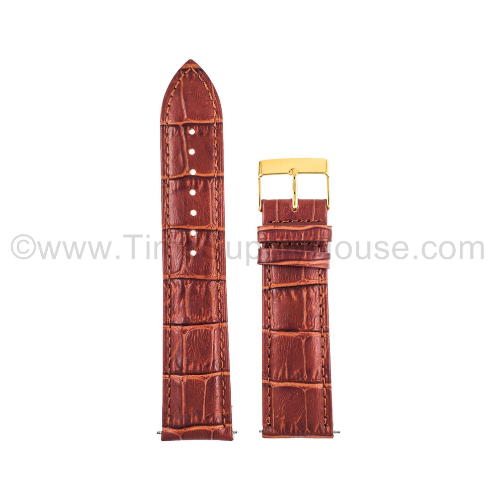 LB8 Brown Quality Alligator w/Gold Buckle 18mm-22mm