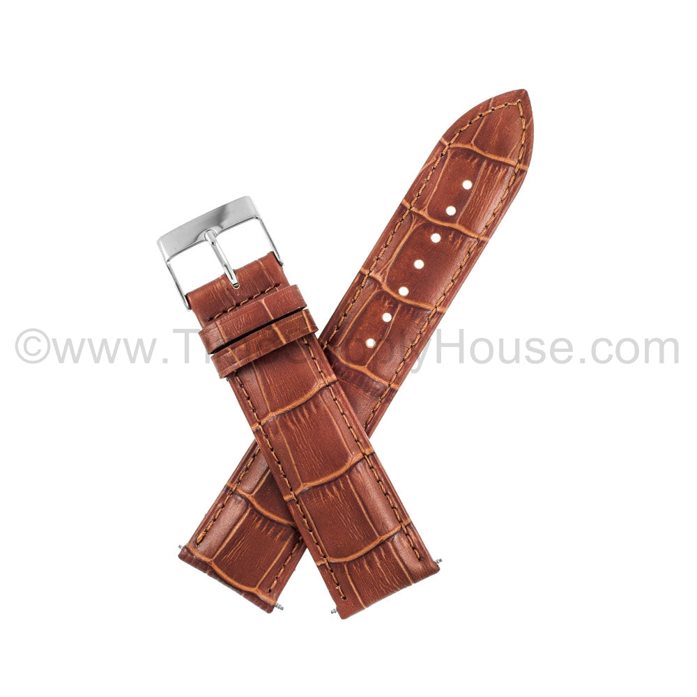 LB8 Brown Quality Alligator w/Silver Buckle 18mm-22mm