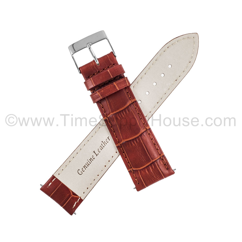 LB8 Brown Quality Alligator w/Silver Buckle 18mm-22mm