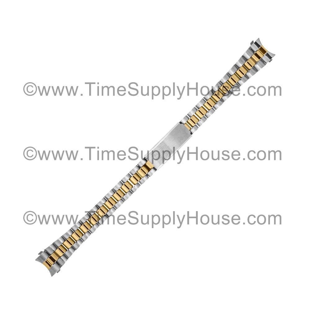 Ladies Curve End Two Tone Bracelet
