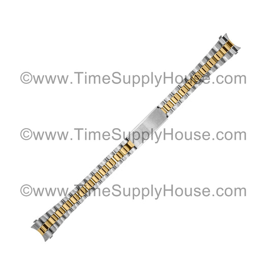 Ladies Curve End Two Tone Bracelet