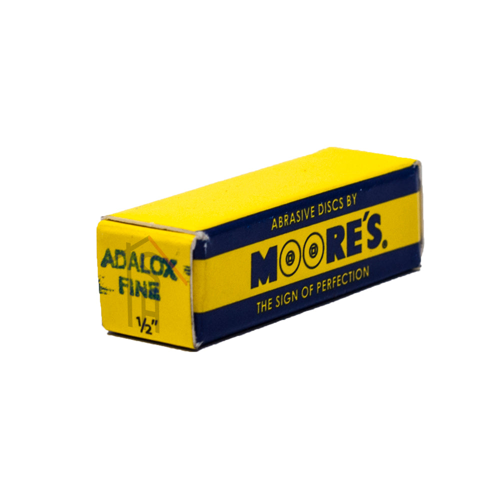 Moore's Adalox Sanding Discs, Aluminum Oxide, Brass Center - Fine - 1/2" Diameter, Box of 50