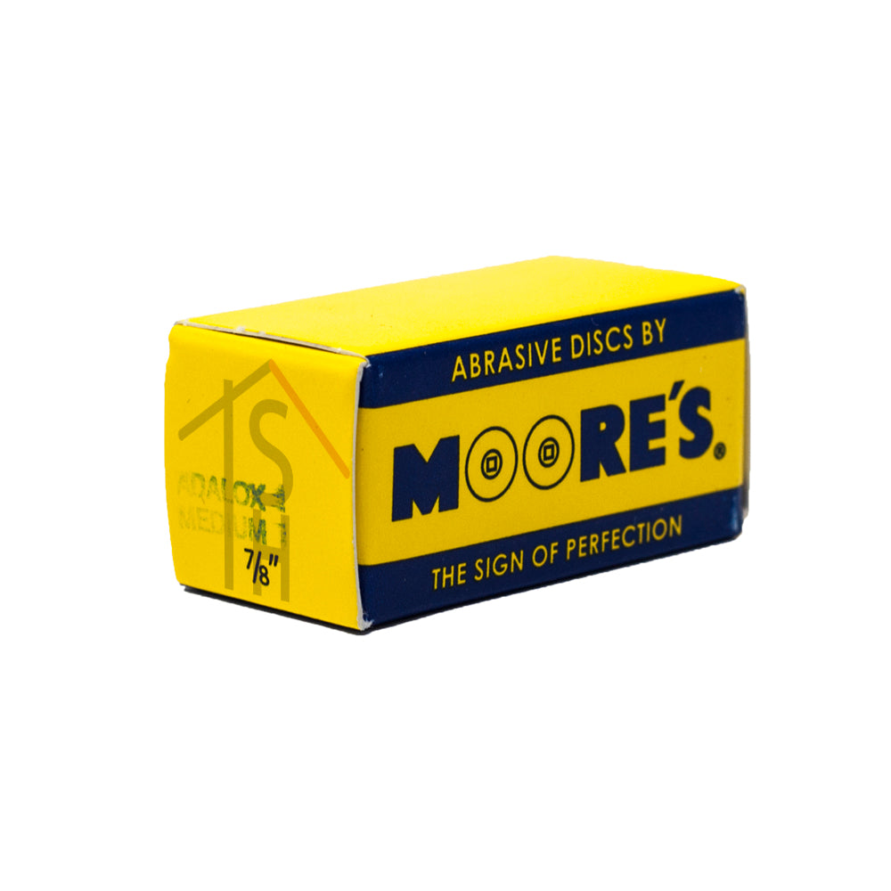 Moore's Adalox Sanding Discs, Aluminum Oxide, Brass Center - Medium - 7/8" Diameter, Box of 50