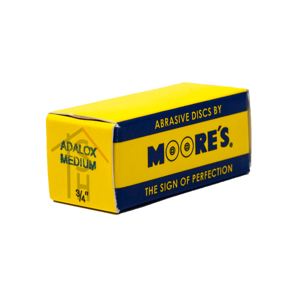 Moore's Adalox Sanding Discs, Aluminum Oxide, Brass Center - Medium - 3/4" Diameter, Box of 50