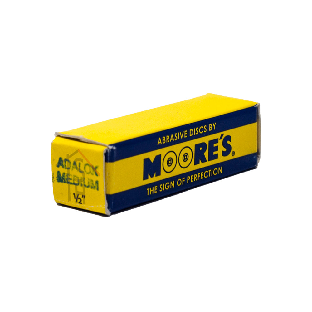 Moore's Adalox Sanding Discs, Aluminum Oxide, Brass Center - Medium - 1/2" Diameter, Box of 50