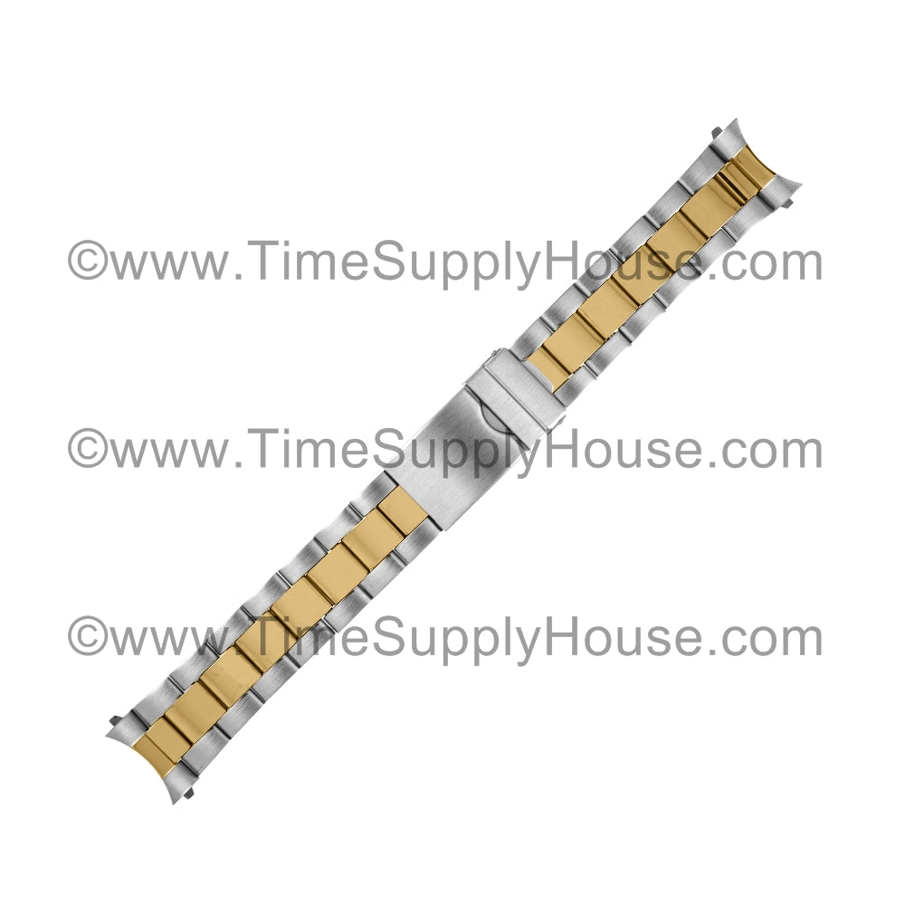 Oyster Men's Curved-End Two Tone Bracelet